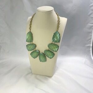 Gorgeous Statement Necklace Light Green Chalcedony Gold tone Perfection Inc